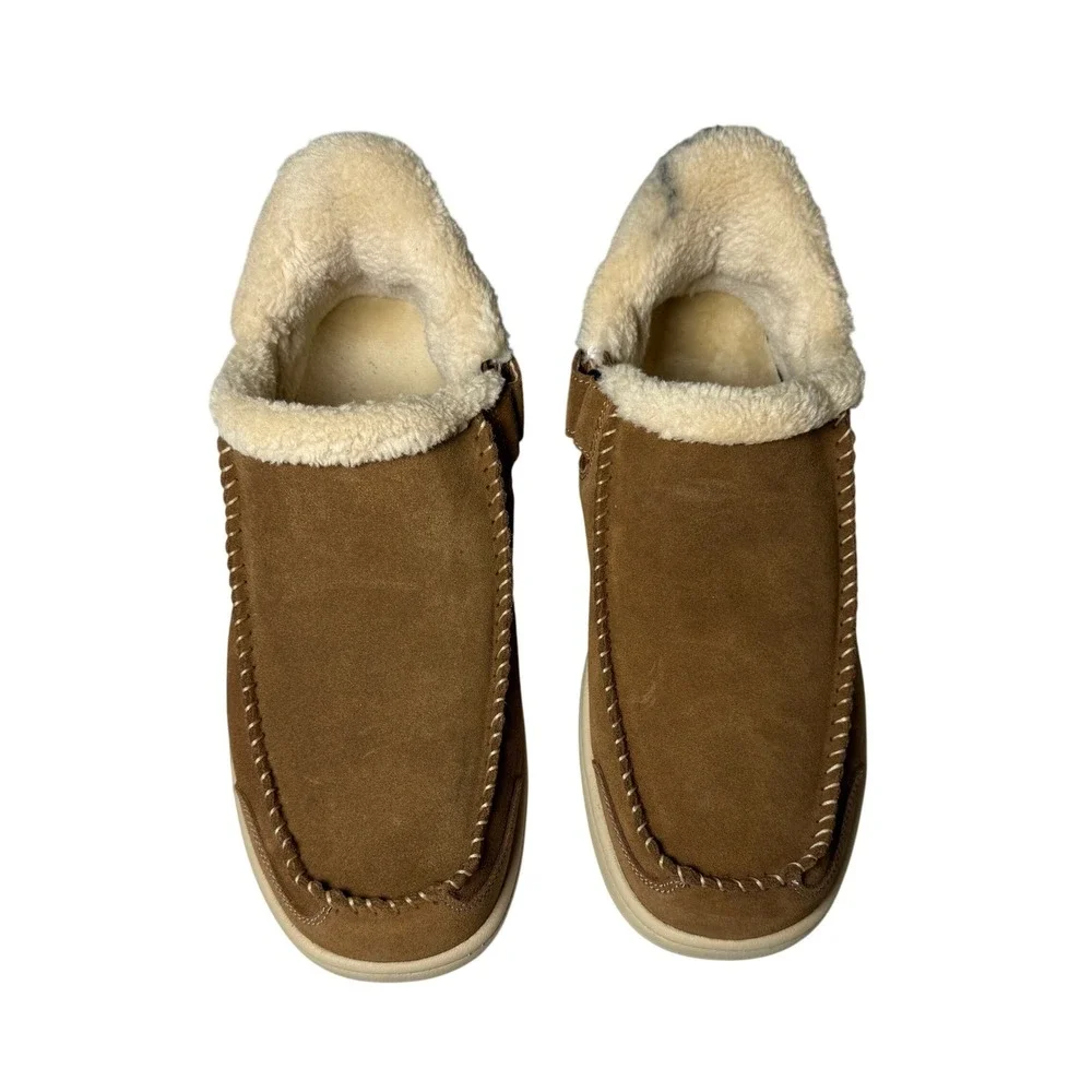 Orthofeet Hudson Mens Brown Suede Orthopedic Slippers 20106 Size 11 Wide